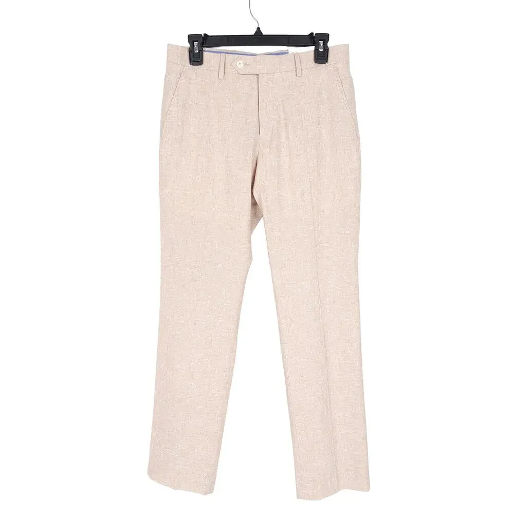 Tommy Hilfiger Mens Modern Fit Dress Pants 30x32 Tan Solid Linen Cotton Blend - Picture 5 of 11